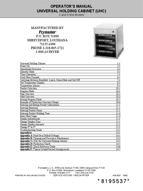 uhc cabinet pdf manual